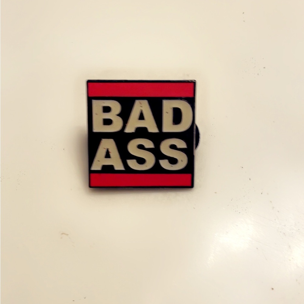 Bold Black and Red Square Pin